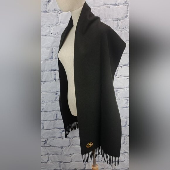 Burberry Men's Scarf Green Logo Knight Vintage Y2K 90s Lambswool England 12"x68" - Picture 4 of 15